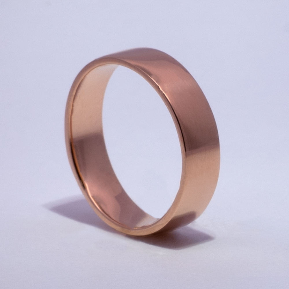 Argolla de Matrimonio en Oro Rosa Plana Lisa 5 mm