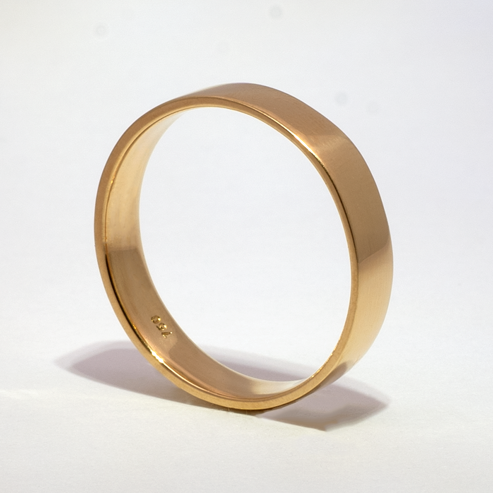 Argolla de Matrimonio en Oro Amarillo Plana Lisa 5 mm