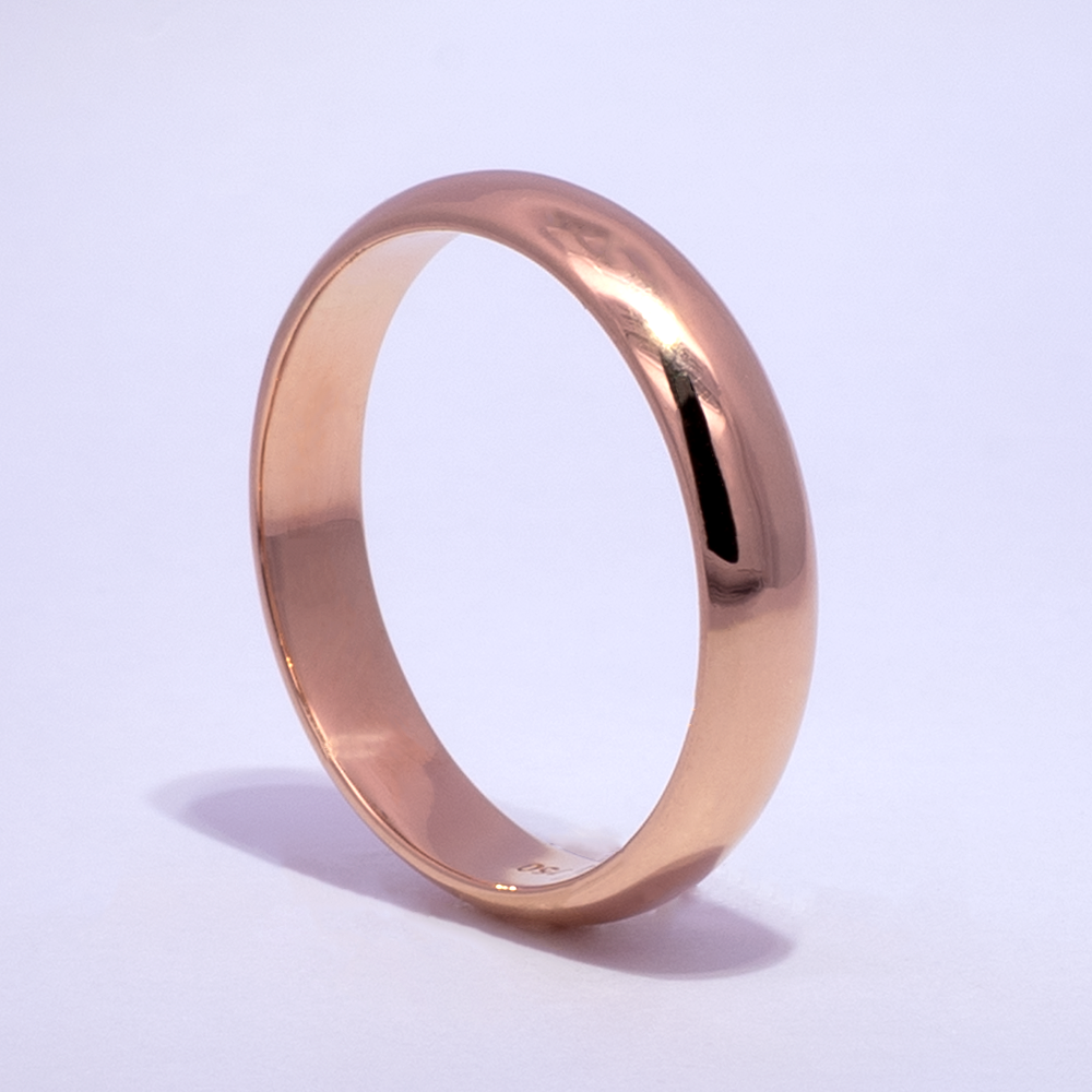 Argolla de Matrimonio en Oro Rosa Media Caña 4 mm