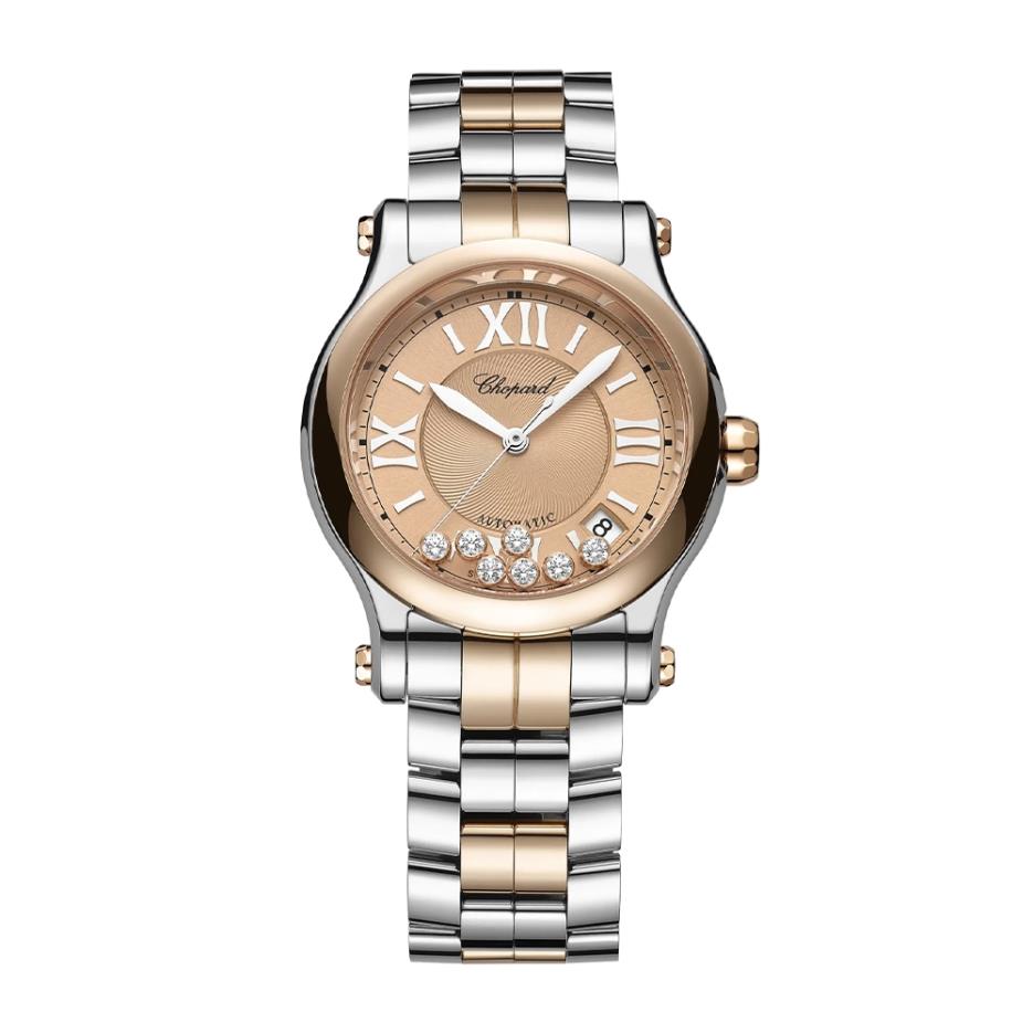 Reloj Happy Sport Automático 36mm Diamantes Zafiro Acero y Oro Rosa