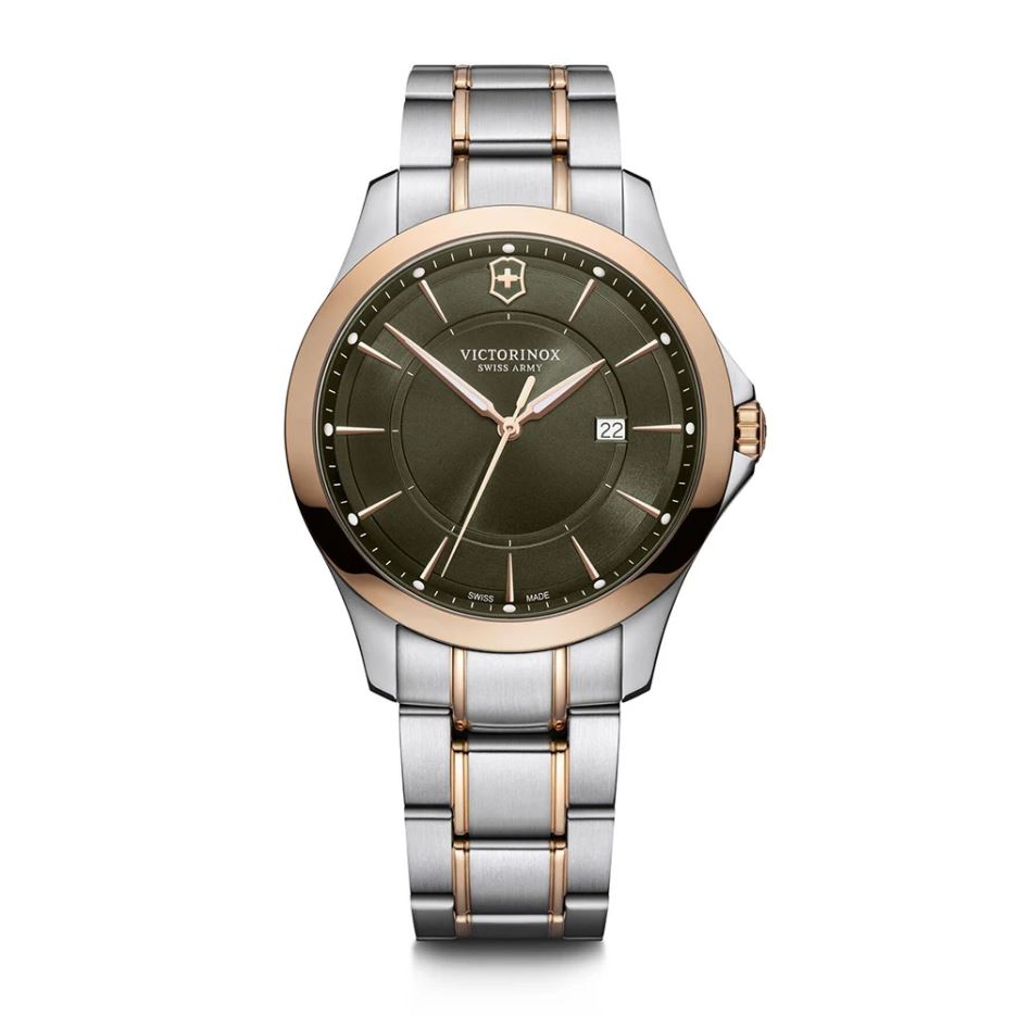 Reloj Alliance Cuarzo 40mm Acero PVD Rosa Esfera Verde