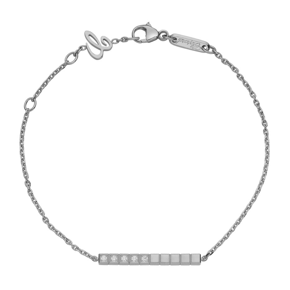Tobillera Ice Cube Oro Blanco 10 Diamantes