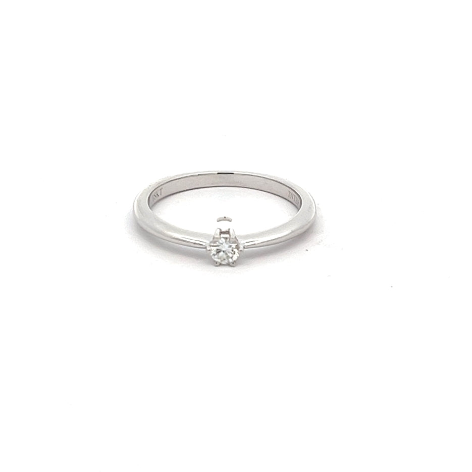 Anillo de Compromiso Luxe Solitario Diamante 0.10 ct en Oro Blanco