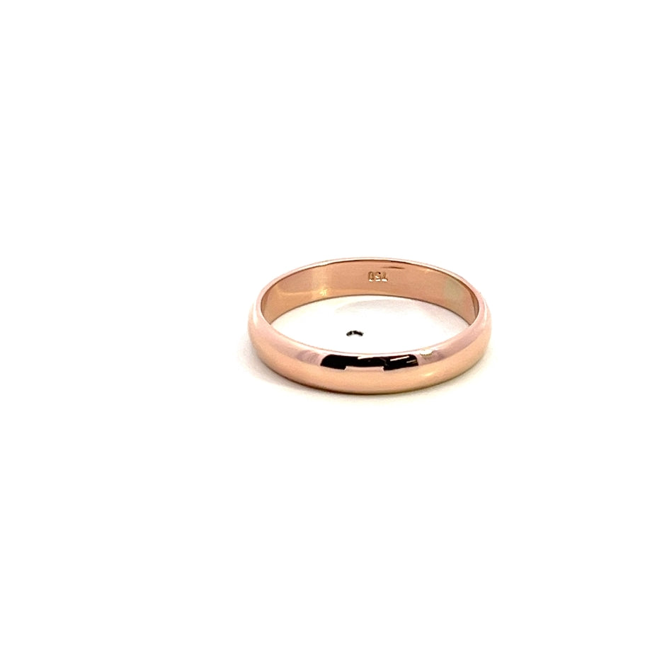 Argolla de Matrimonio en Oro Rosa Media Caña 4 mm