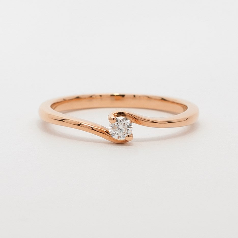 Anillo de Compromiso Accent Solitario Diamante 0.10 ct en Oro Rosa