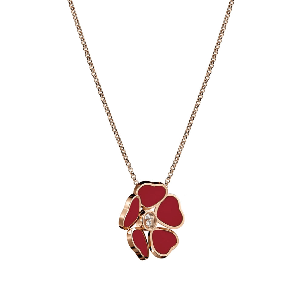 Gargantilla Happy Hearts Oro Rosa Piedra Roja y Diamante Móvil