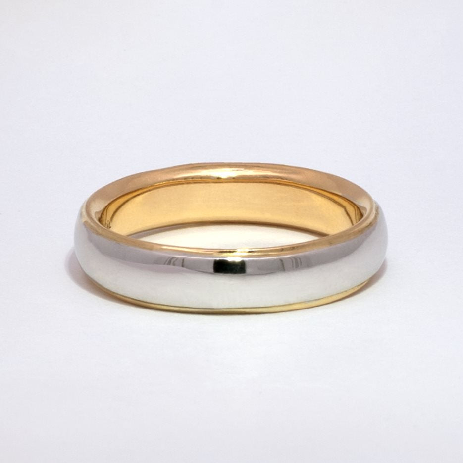 Argolla de Matrimonio en Oro amarillo y oro blanco Media Caña Lisa