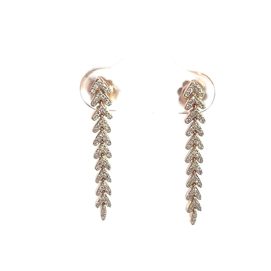 Aretes hoja de oro rosa con 106 diamantes (0,30 ct)