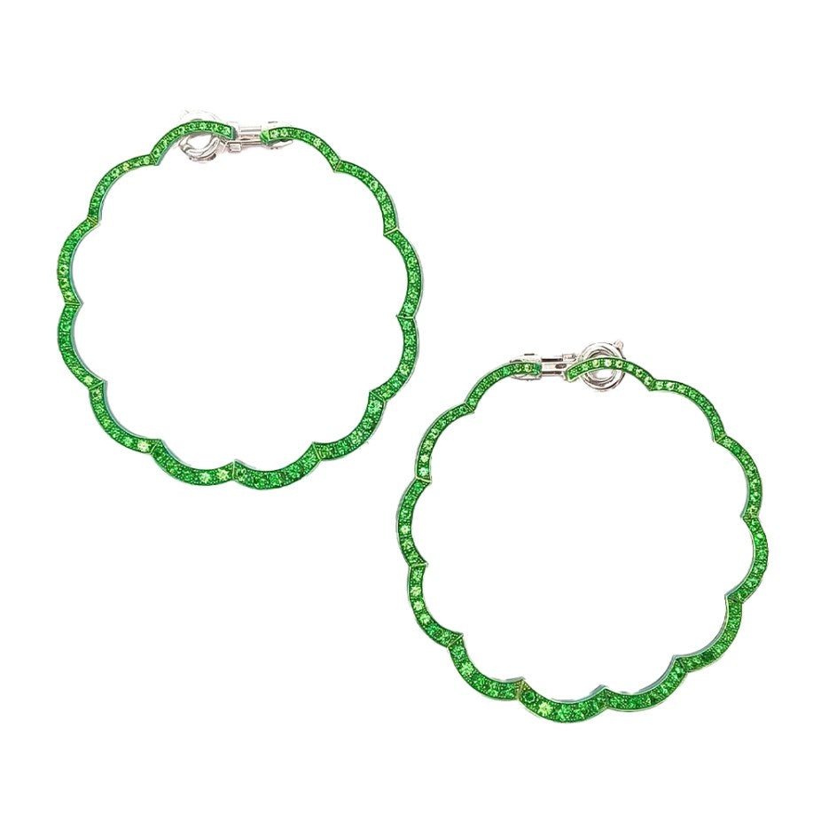 Aretes Candongas Alta Joyería Chopard Oro Blanco con Tsavoritas
