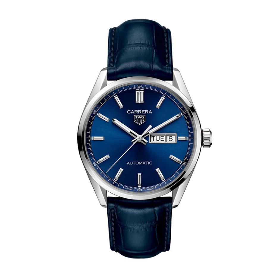 Reloj Carrera Automático 41mm Acero Pulso de Cuero Esfera Azul
