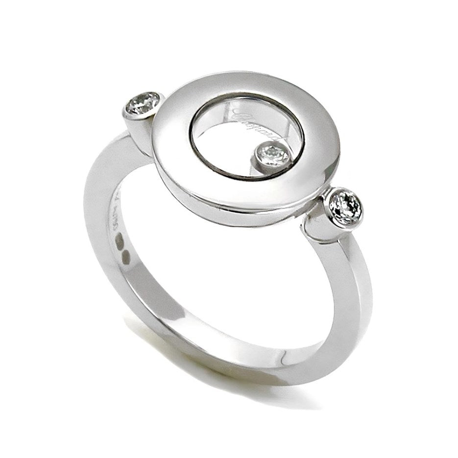 Anillo Happy Diamonds Oro Blanco Círculo Diamante Móvil