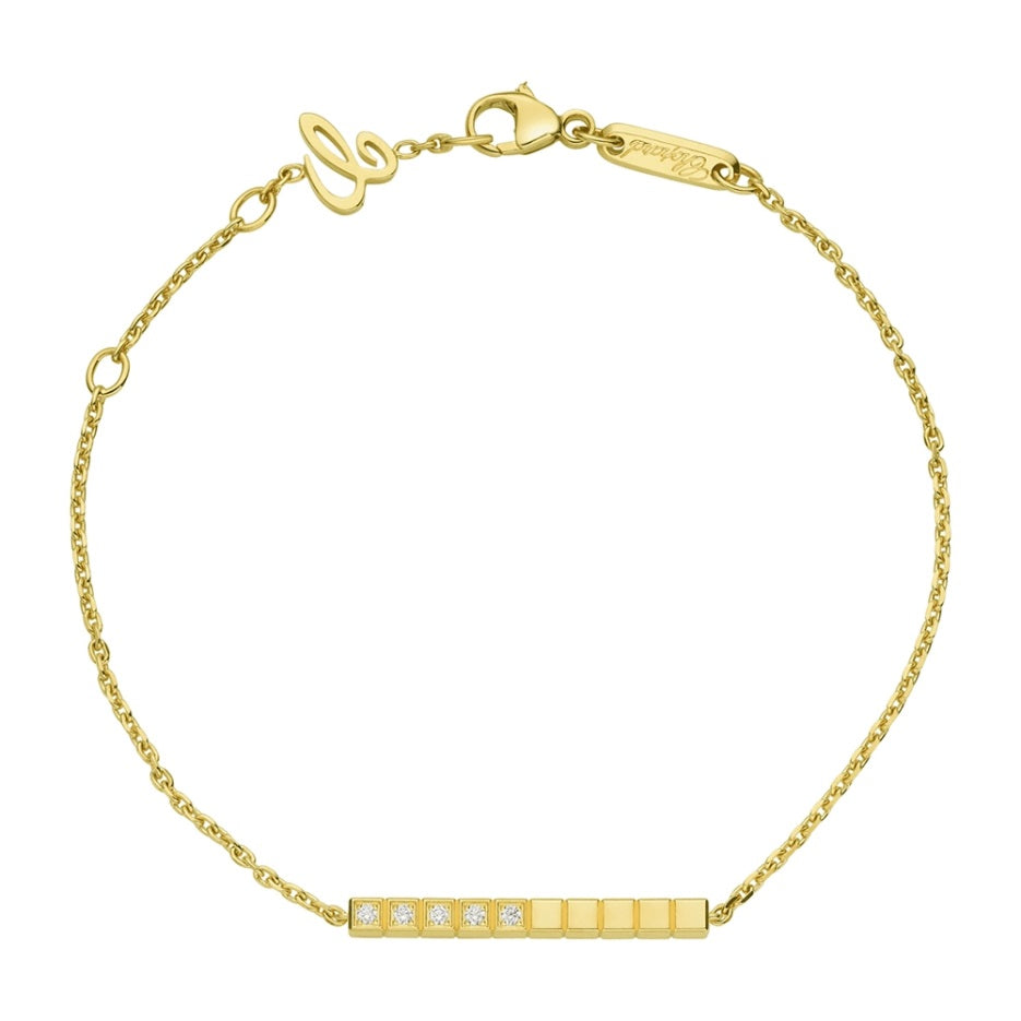 Tobillera Ice Cube Oro Amarillo con 10 Diamantes