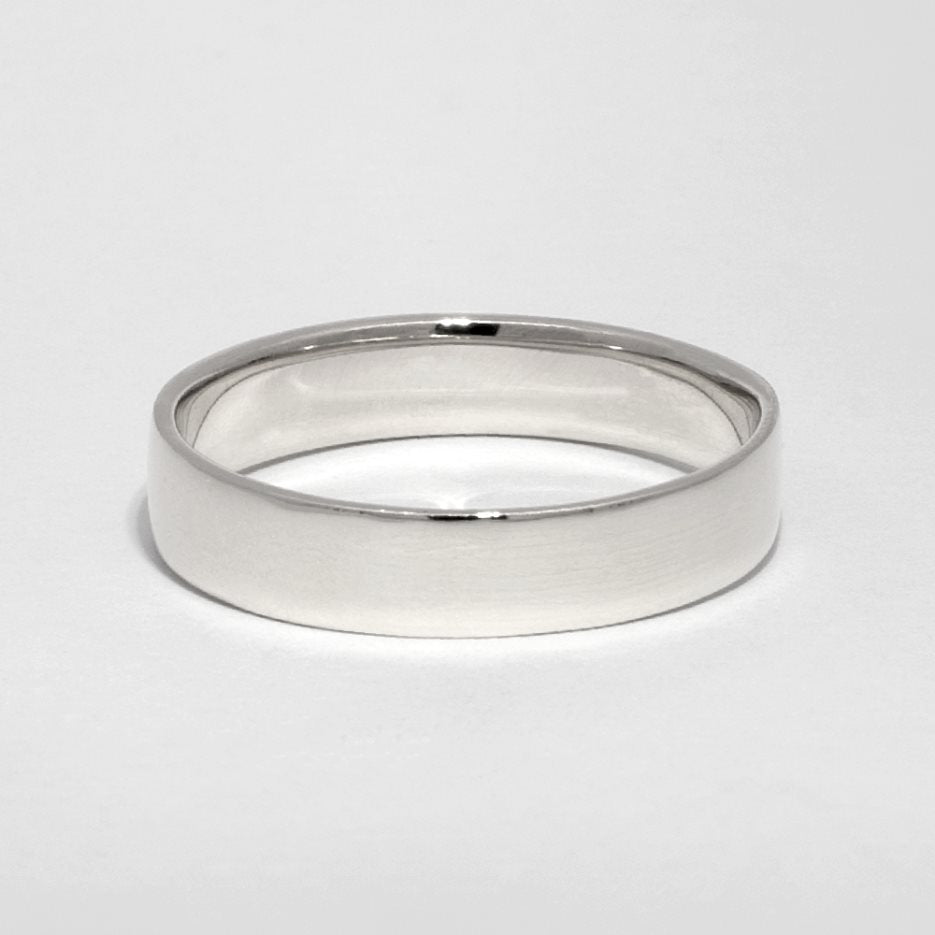 Argolla de Matrimonio en Oro Blanco Plana Lisa 5 mm