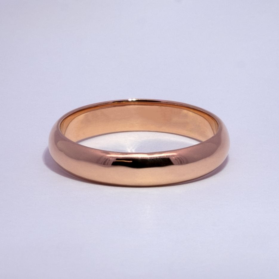 Argolla de Matrimonio en Oro Rosa Media Caña 4 mm
