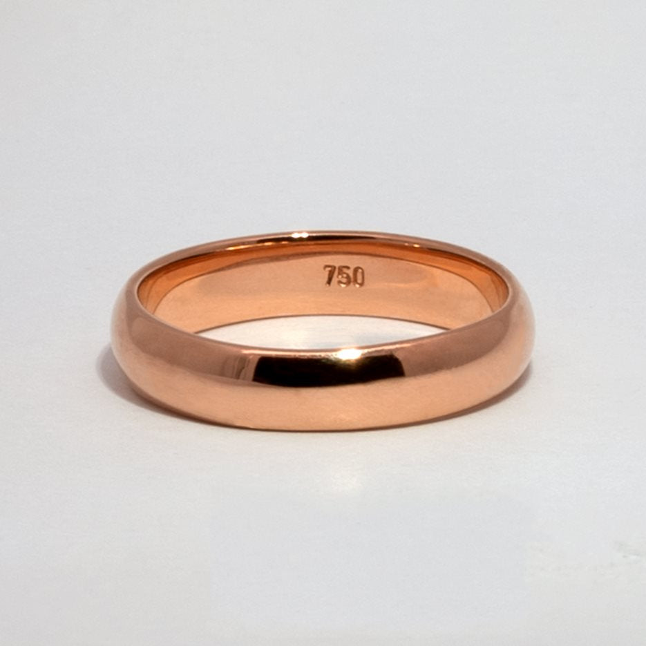 Argolla de Matrimonio en Oro Rosa Media Caña 4 mm