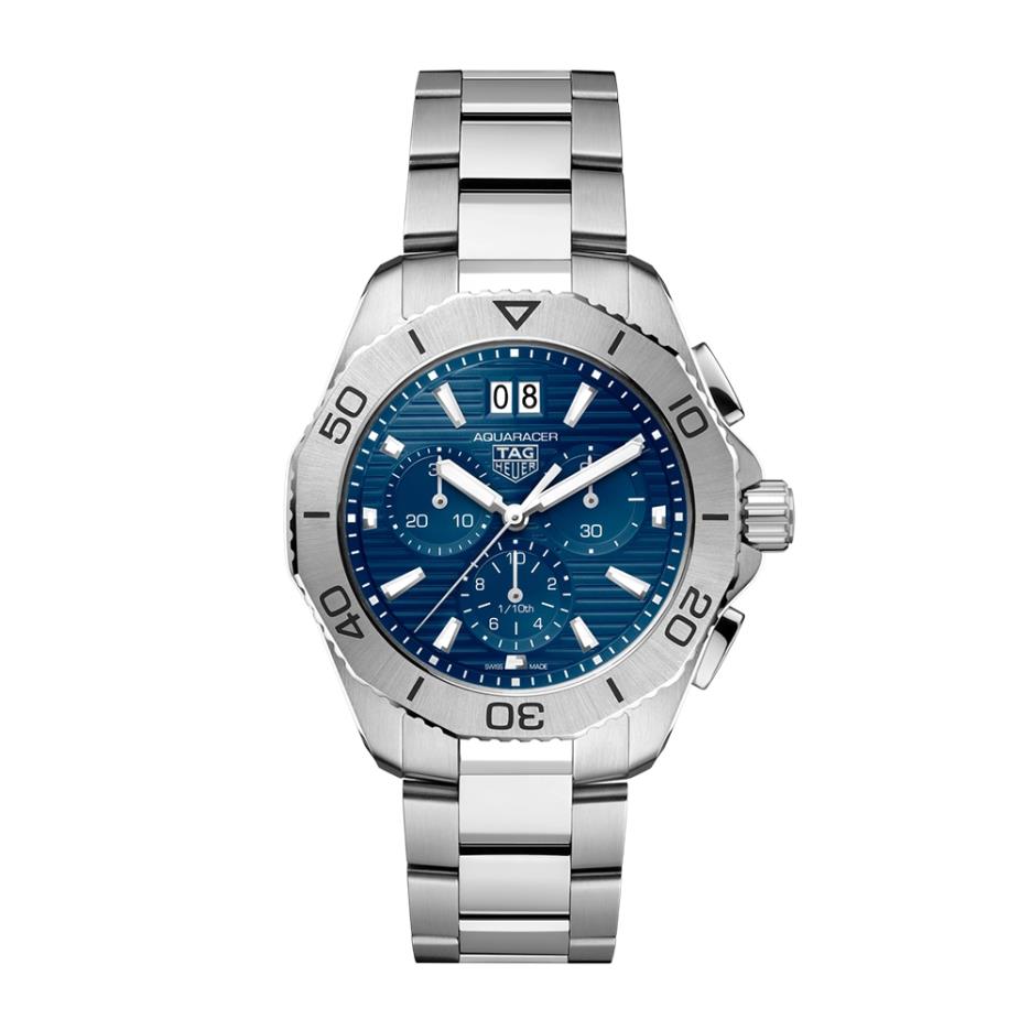 Reloj Aquaracer Cuarzo 40mm Cronógrafo Esfera Azul