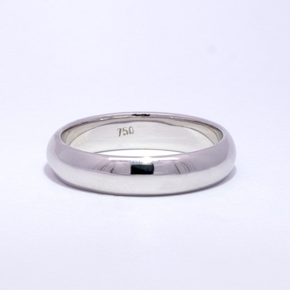 Argolla de Matrimonio en Oro Blanco Media Caña 4 mm