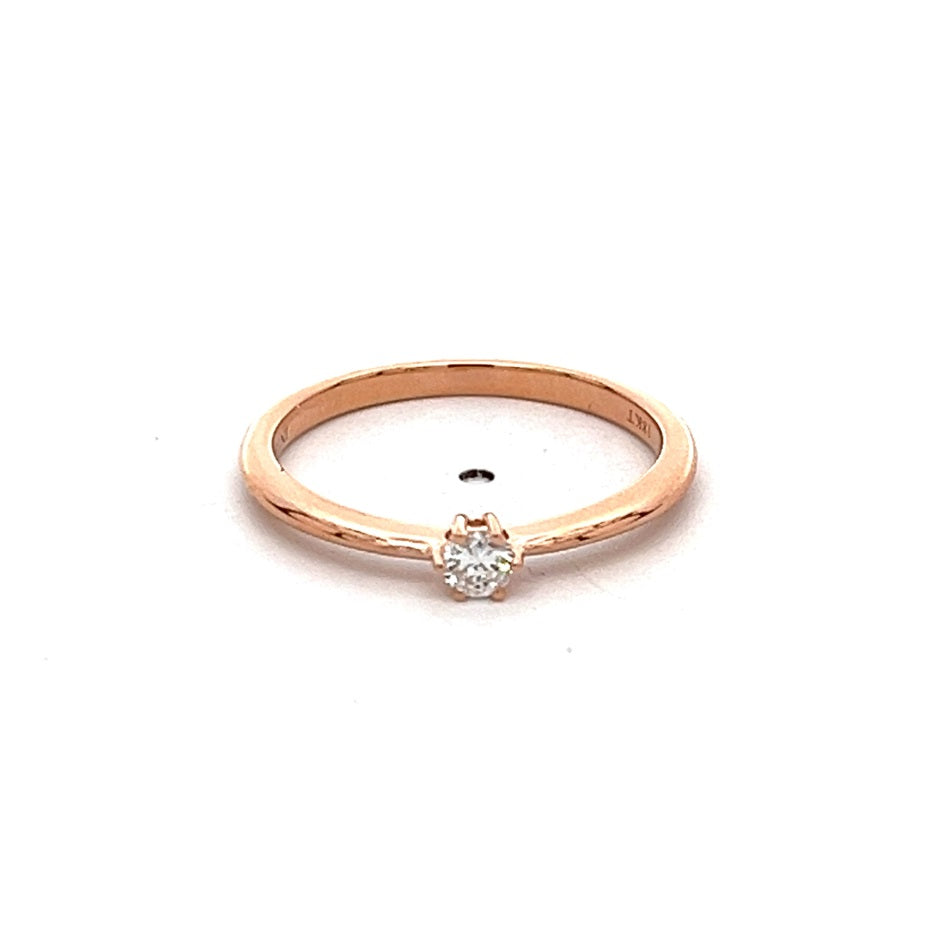 Anillo de Compromiso Luxe Solitario Diamante 0.10 ct en Oro Rosa