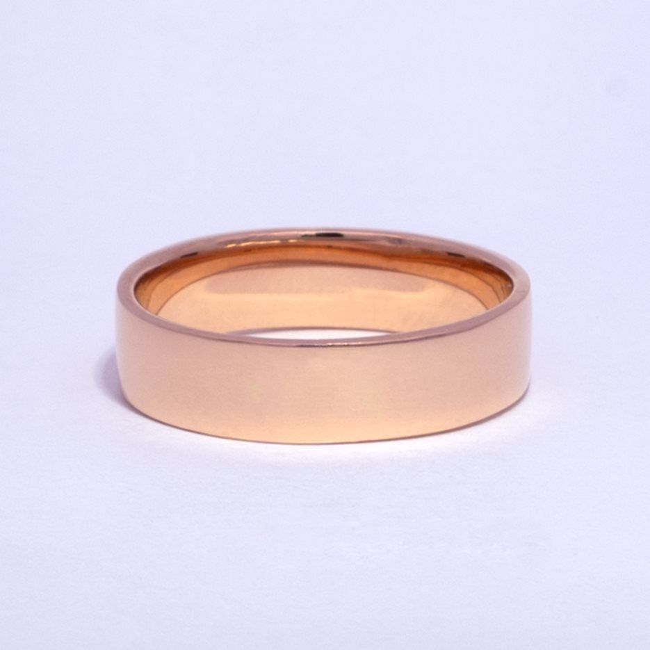 Argolla de Matrimonio en Oro Rosa Plana Lisa 5 mm