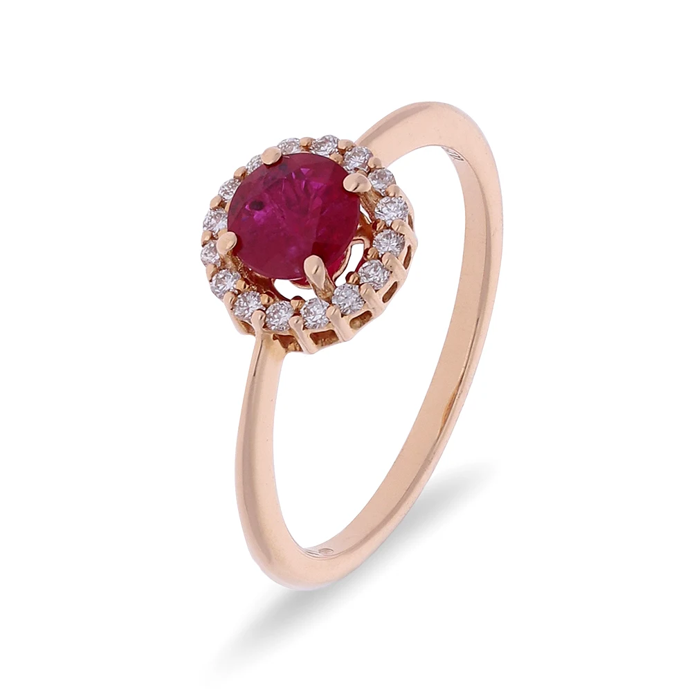 Anillo Compromiso Inter Halo Oro Rosa Rub Joyer a Inter