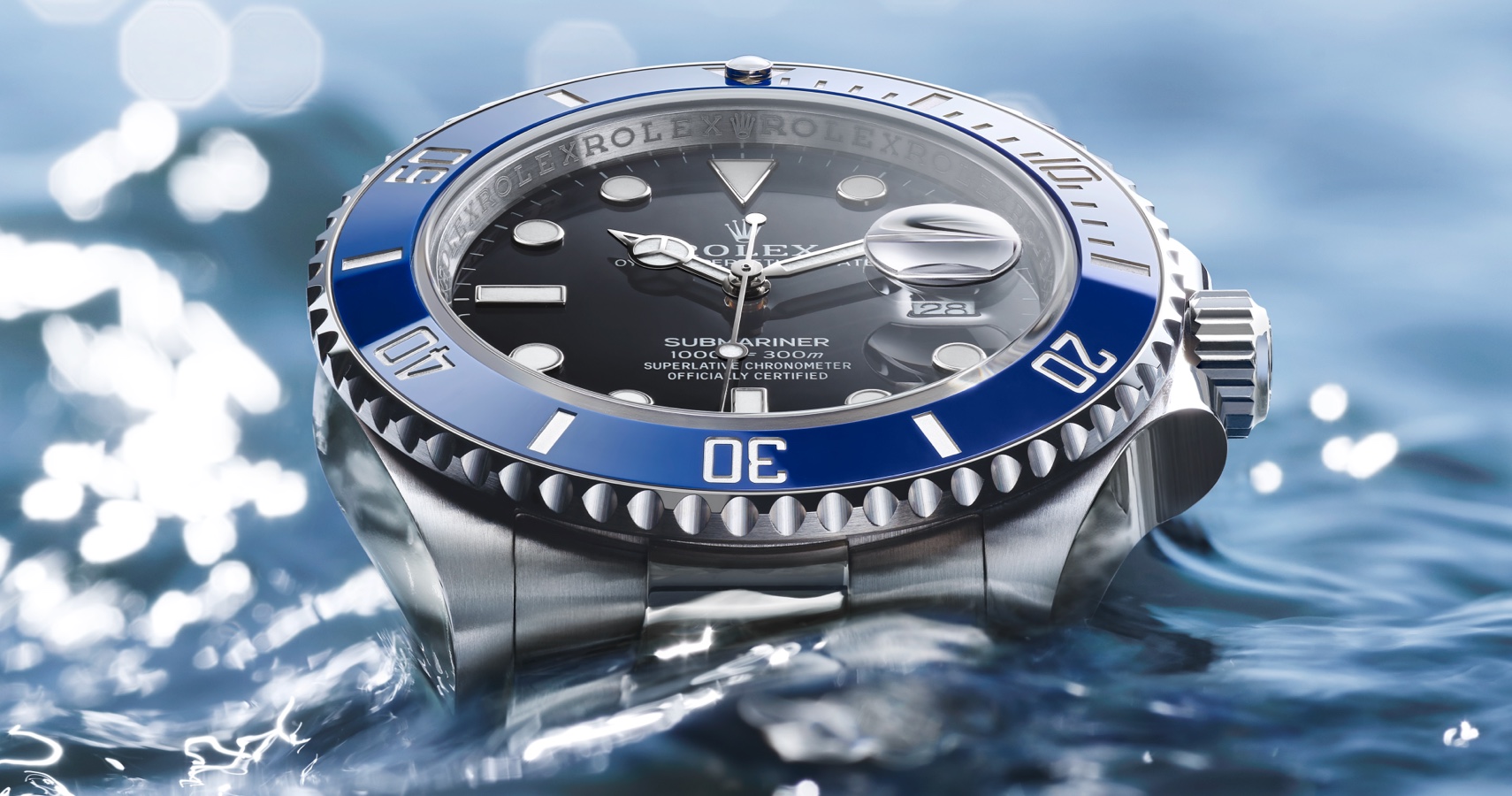 Rolex Oyster Perpetual reloj bisel azul